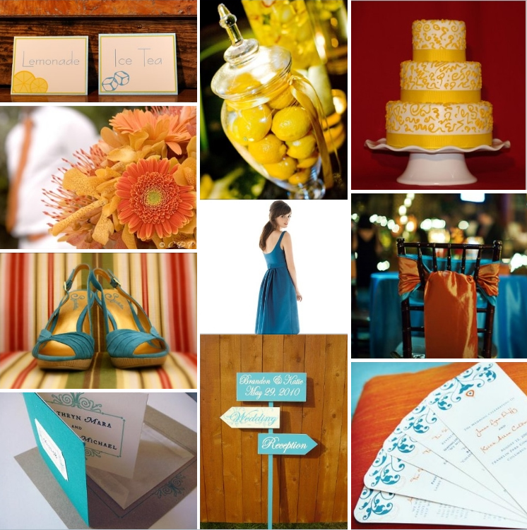 Wedding Wednesday Inspirations Something Blue with Orange Yellow 